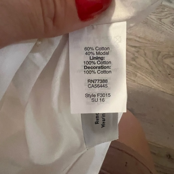 WHITE Cotton Shift Madewell tank Dress with lace detailing at neck, Size 12 - Picture 5 of 5